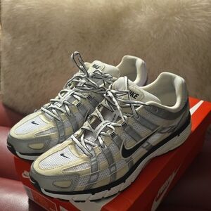 Nike P-6000 Black, Cream, Silver Sneakers, Sz 11.5